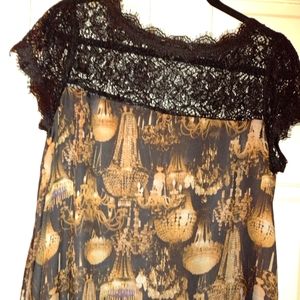 Ted Baker London Women's Black Chandelier Top size 4 Lace Illusion Black 